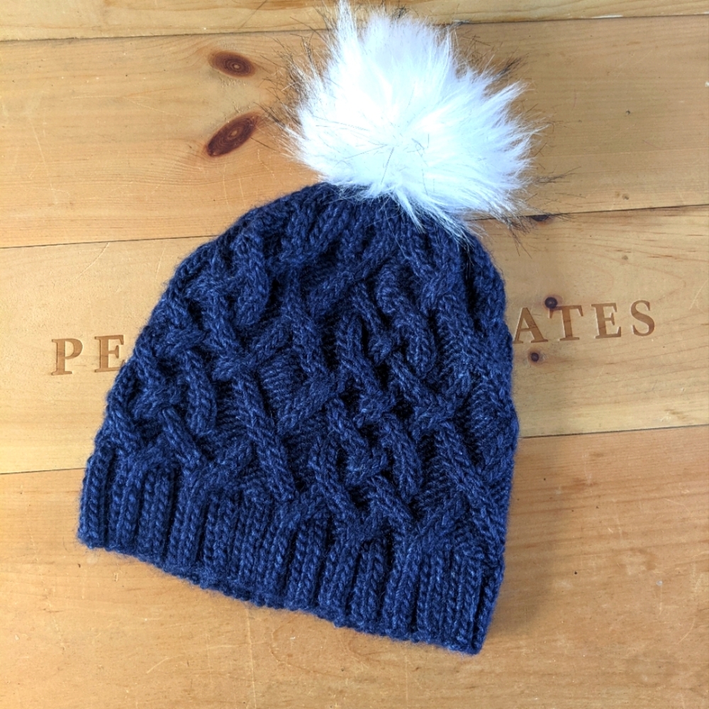 Cable Knit Pom Pom hat NWOT one size